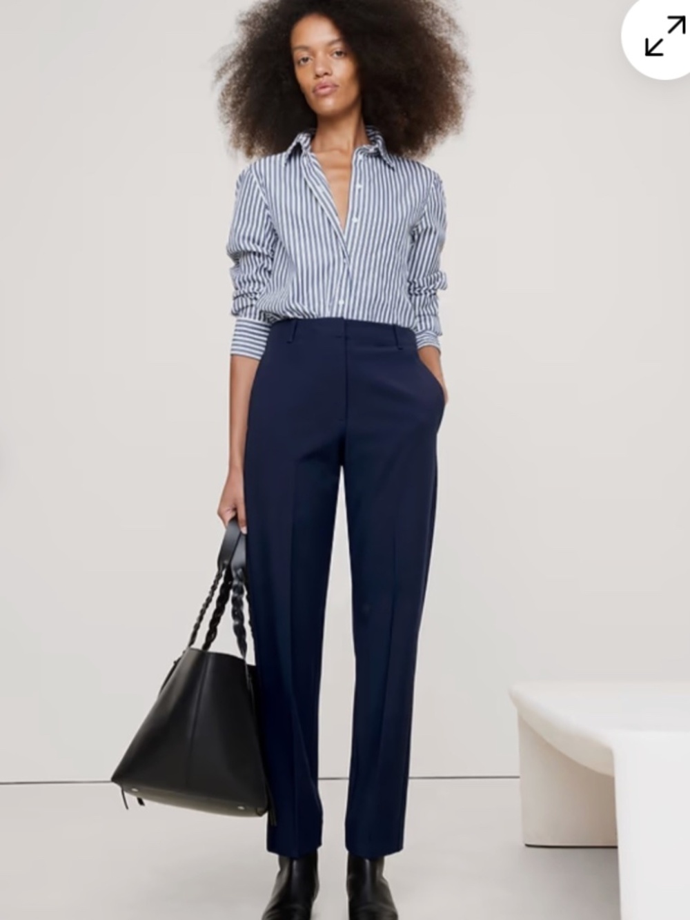 Banana Republic High-Rise Modern Slim City Refined Ankle Pant, Navy, 10 Petite